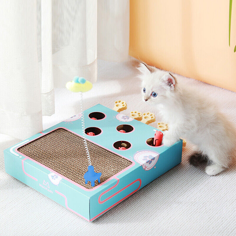Whack-a-Mole Cat Toy with Scratching Board – Fun Play & Claw Care