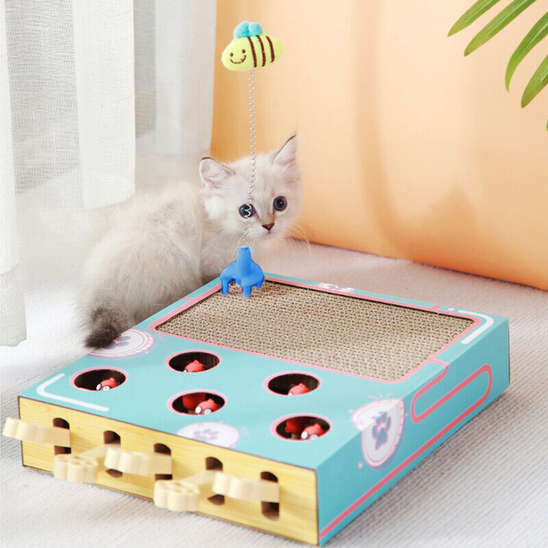 Whack-a-Mole Cat Toy with Scratching Board – Fun Play & Claw Care