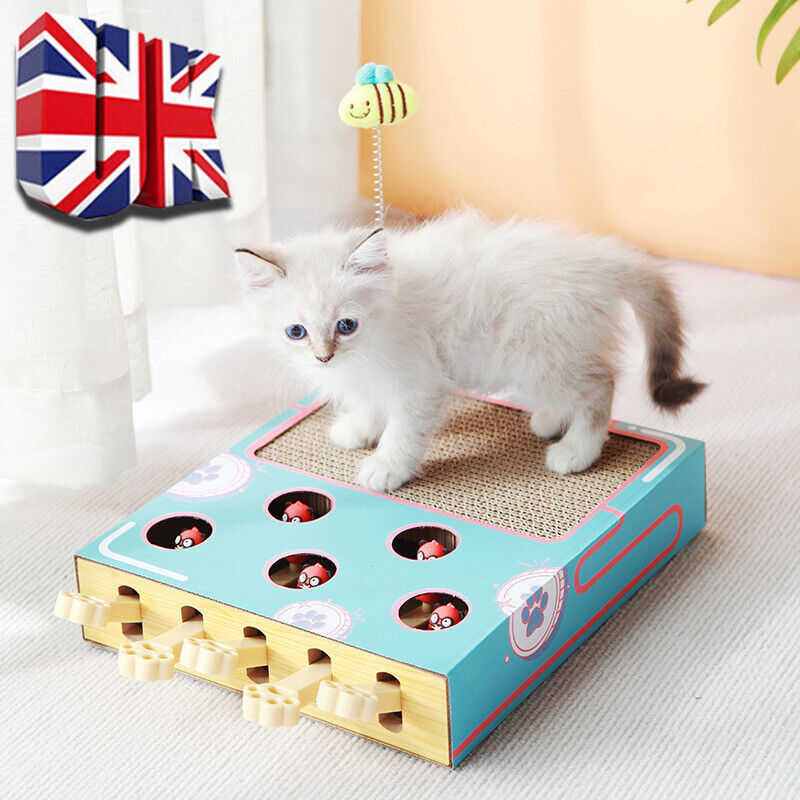 Whack-a-Mole Cat Toy with Scratching Board – Fun Play & Claw Care