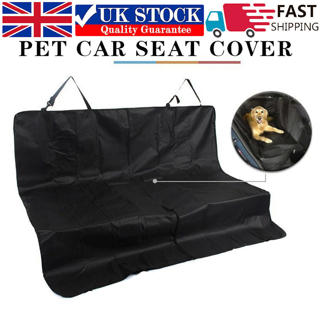 Waterproof Dog Car Seat Cover – Non-Slip Hammock Style Back Seat Protector