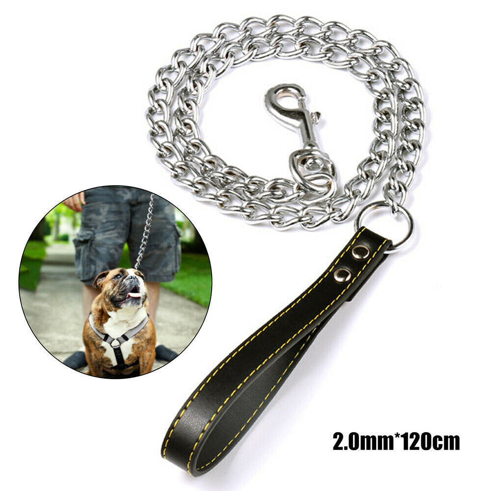 1.2m Metal Dog Lead – Heavy-Duty, Anti-Chew Chain Leash for Pets