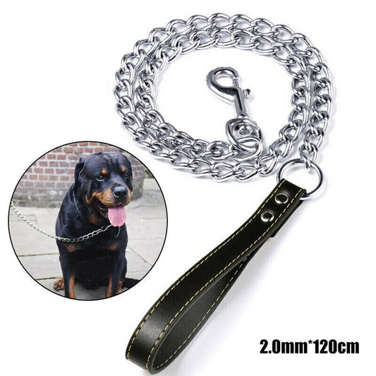1.2m Metal Dog Lead – Heavy-Duty, Anti-Chew Chain Leash for Pets