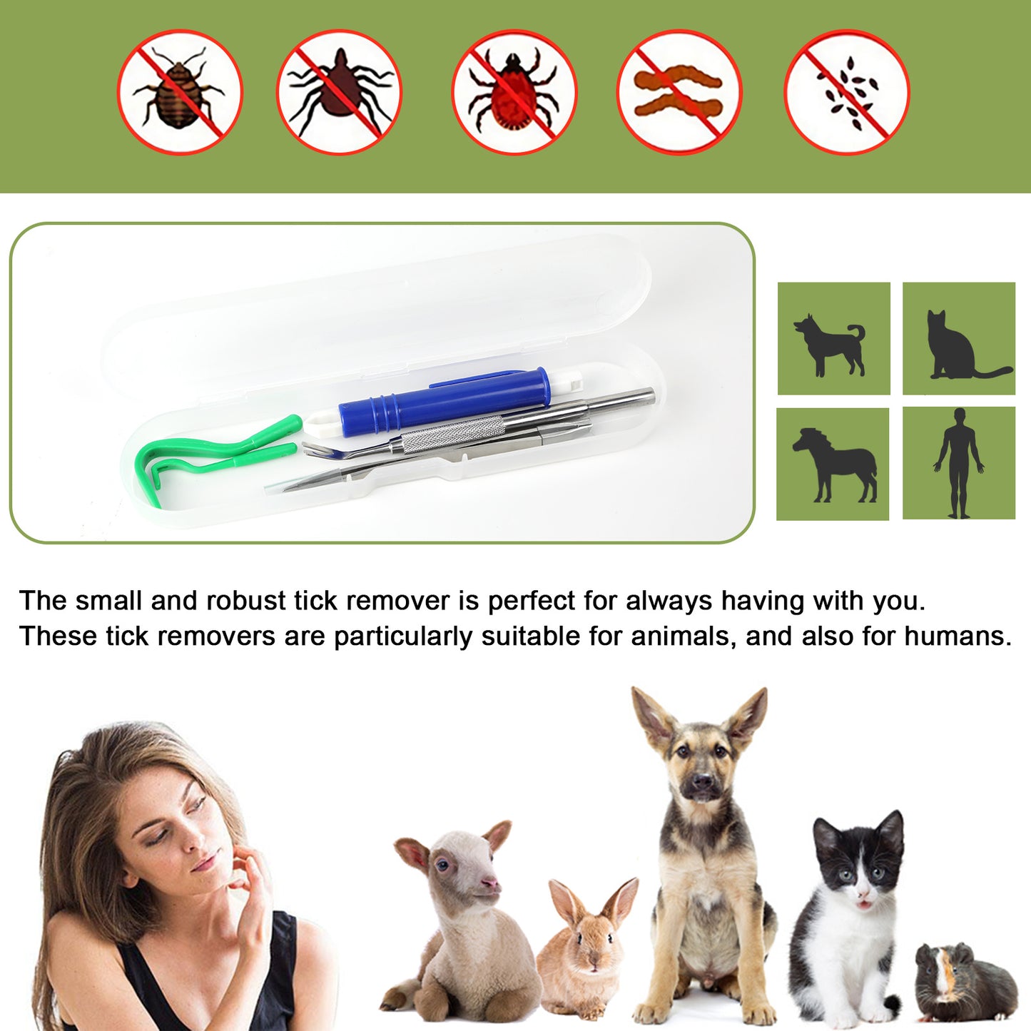 3-Piece Tick Remover Tool Set – Safe & Painless for Dogs, Cats & Humans