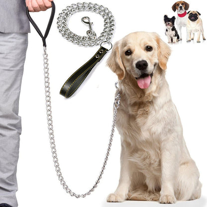 1.2m Metal Dog Lead – Heavy-Duty, Anti-Chew Chain Leash for Pets