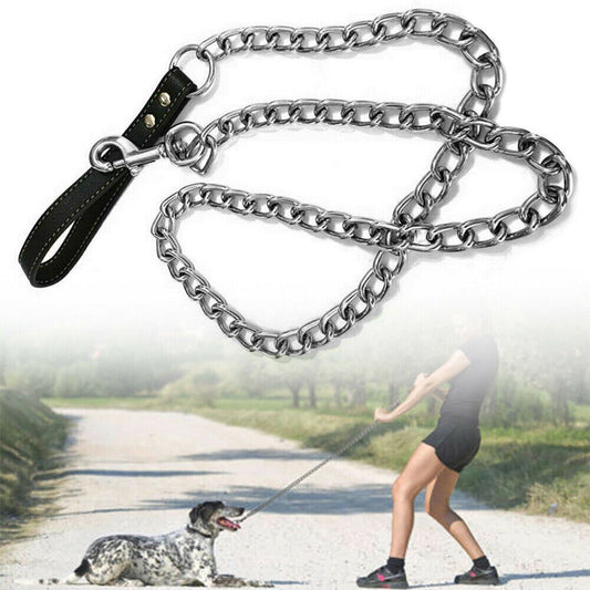 1.2m Metal Dog Lead – Heavy-Duty, Anti-Chew Chain Leash for Pets