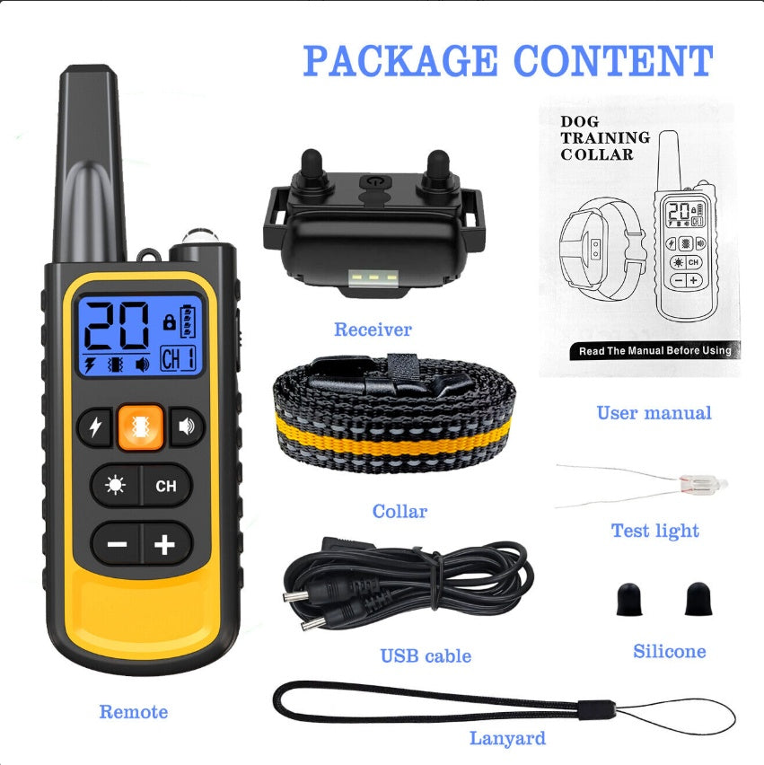 Rechargeable Dog Training Collar – Waterproof with Shock, Vibration & Sound (800m Range)
