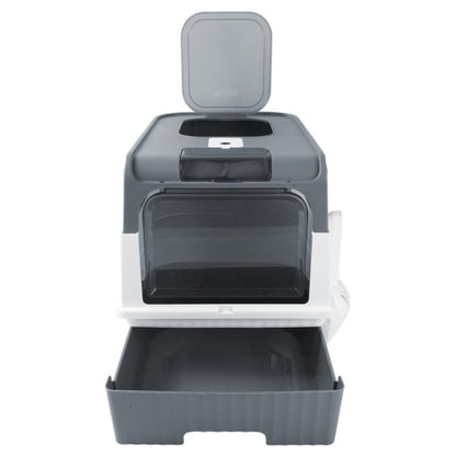 Large Grey Cat Litter Box – Drawer Design, Anti-Splash Potty Tray