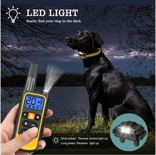 Rechargeable Dog Training Collar – Waterproof with Shock, Vibration & Sound (800m Range)