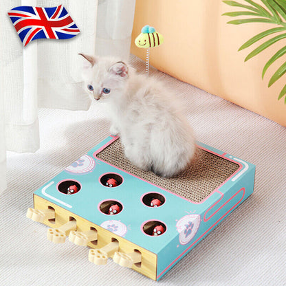 Whack-a-Mole Cat Toy with Scratching Board – Fun Play & Claw Care