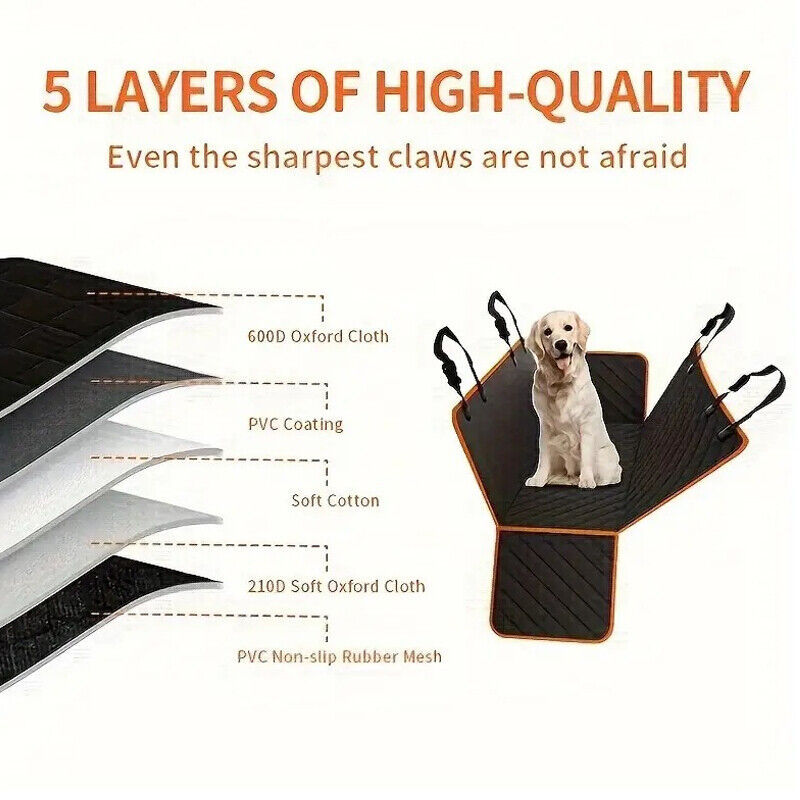 Waterproof Pet Car Seat Cover – Hammock Style Protector for Front & Back Seats