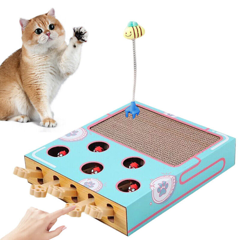 Whack-a-Mole Cat Toy with Scratching Board – Fun Play & Claw Care