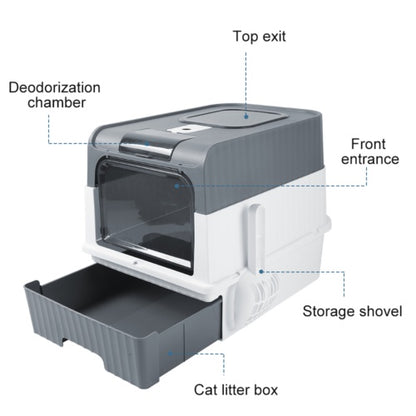 Large Grey Cat Litter Box – Drawer Design, Anti-Splash Potty Tray
