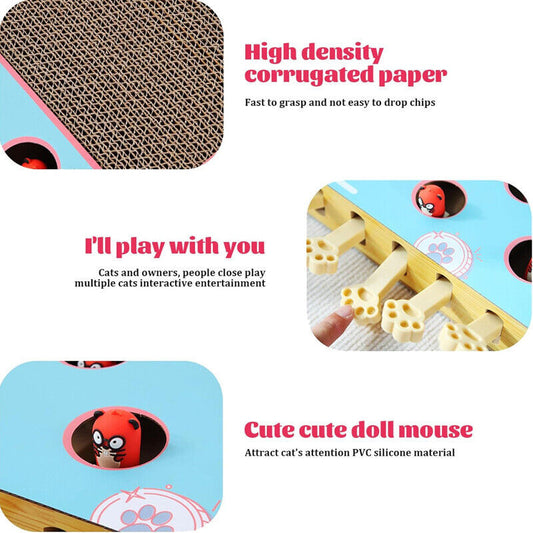 Whack-a-Mole Cat Toy with Scratching Board – Fun Play & Claw Care
