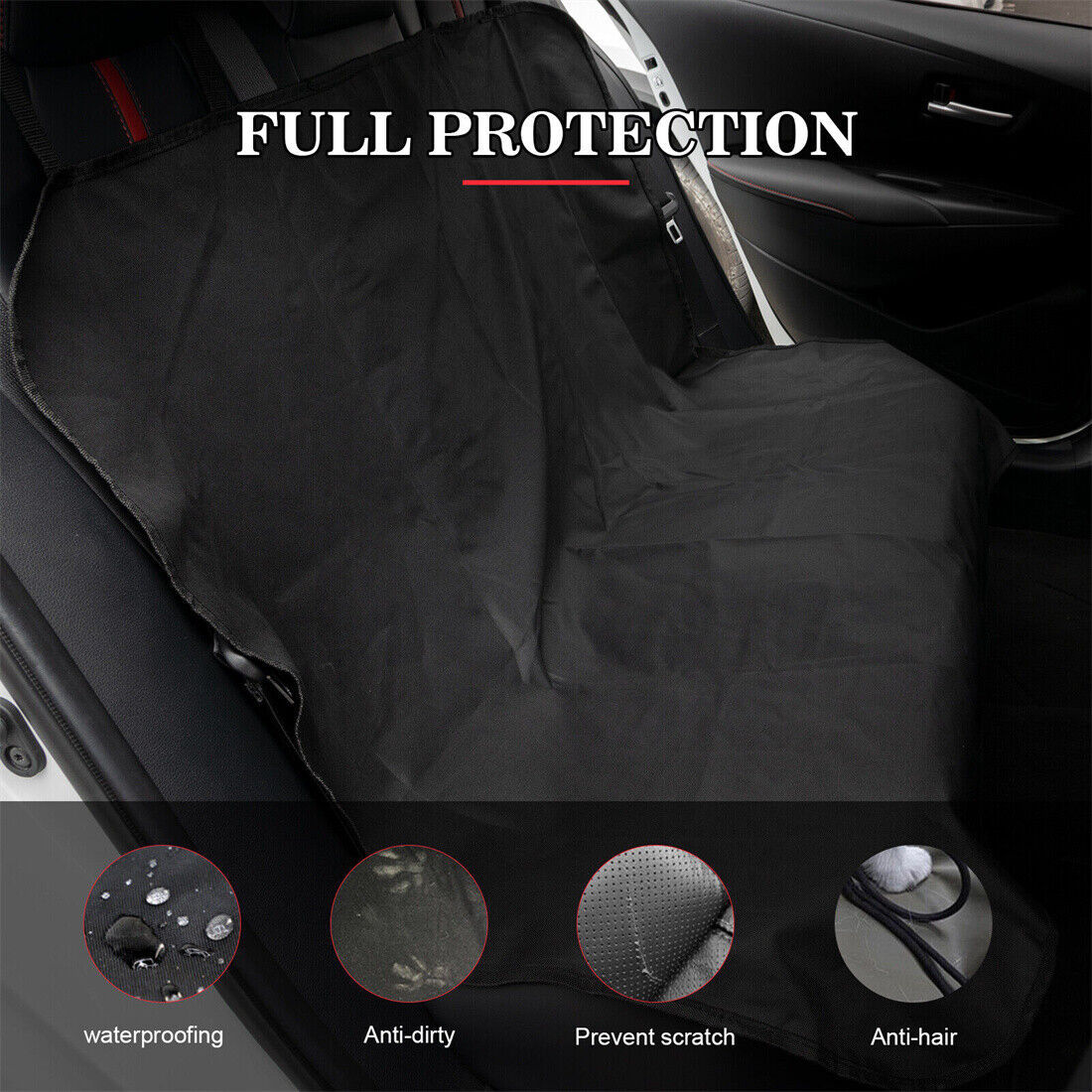 Waterproof Dog Car Seat Cover – Non-Slip Hammock Style Back Seat Protector