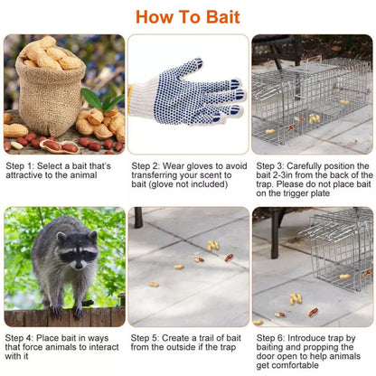 Heavy-Duty Folding Animal Trap – Humane Catch & Release for Cats, Raccoons & Pests