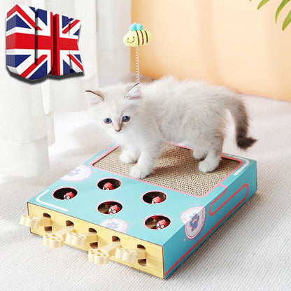 Whack-a-Mole Cat Toy with Scratching Board – Fun Play & Claw Care