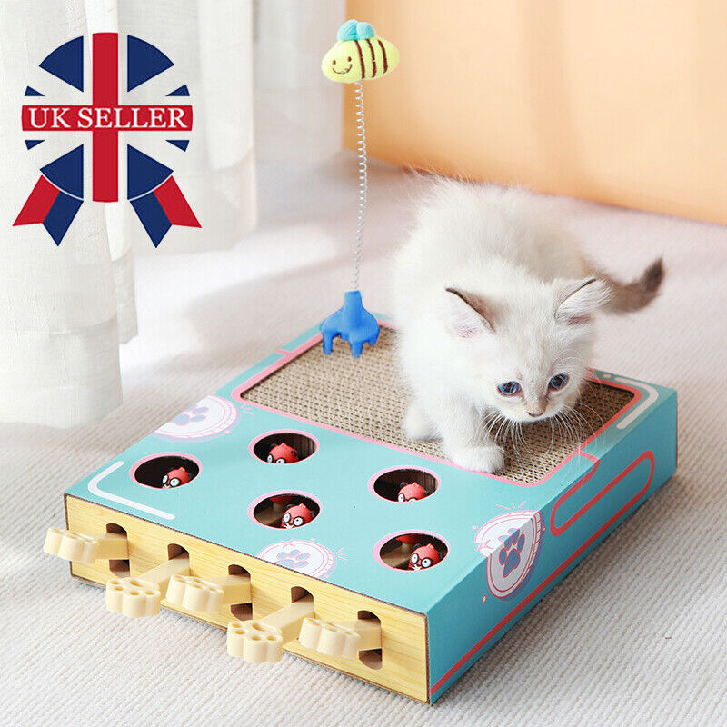 Whack-a-Mole Cat Toy with Scratching Board – Fun Play & Claw Care