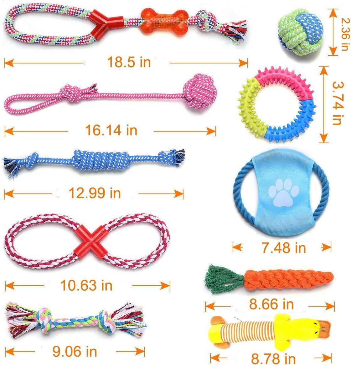 15-Pack Tough Dog Toys – Chew Ropes, Balls & Squeakers for Puppies