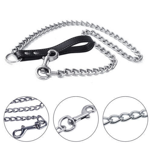 1.2m Metal Dog Lead – Heavy-Duty, Anti-Chew Chain Leash for Pets