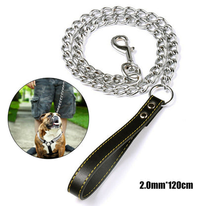 1.2m Metal Dog Lead – Heavy-Duty, Anti-Chew Chain Leash for Pets
