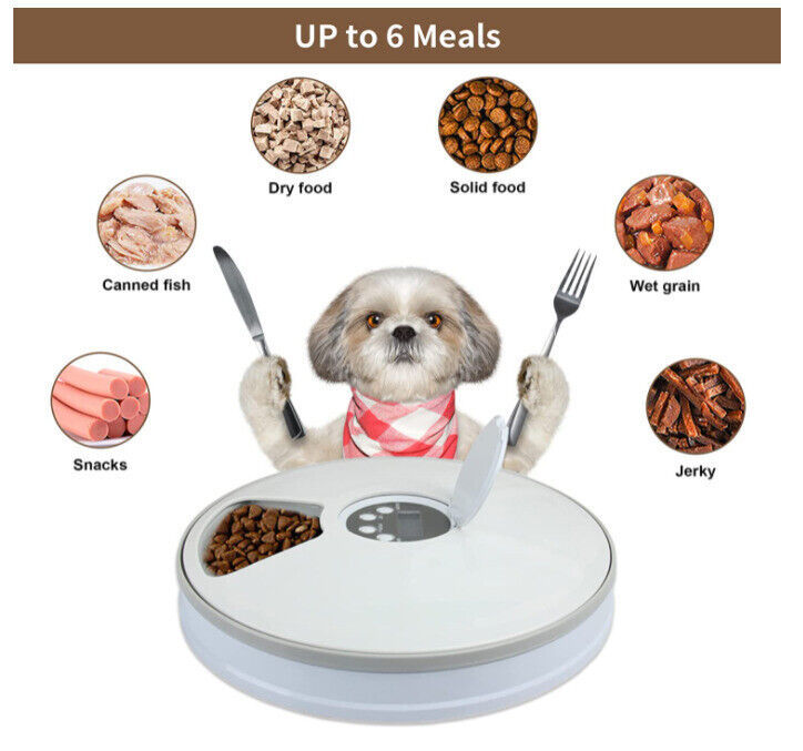 Automatic 6-Day Pet Feeder – Timed Food Dispenser for Dogs & Cats