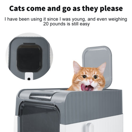 Large Grey Cat Litter Box – Drawer Design, Anti-Splash Potty Tray