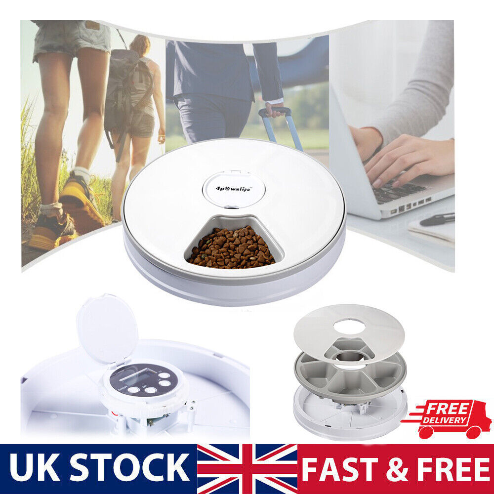 Automatic 6-Day Pet Feeder – Timed Food Dispenser for Dogs & Cats