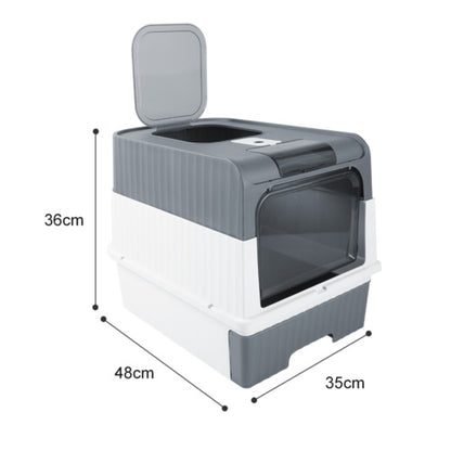 Large Grey Cat Litter Box – Drawer Design, Anti-Splash Potty Tray